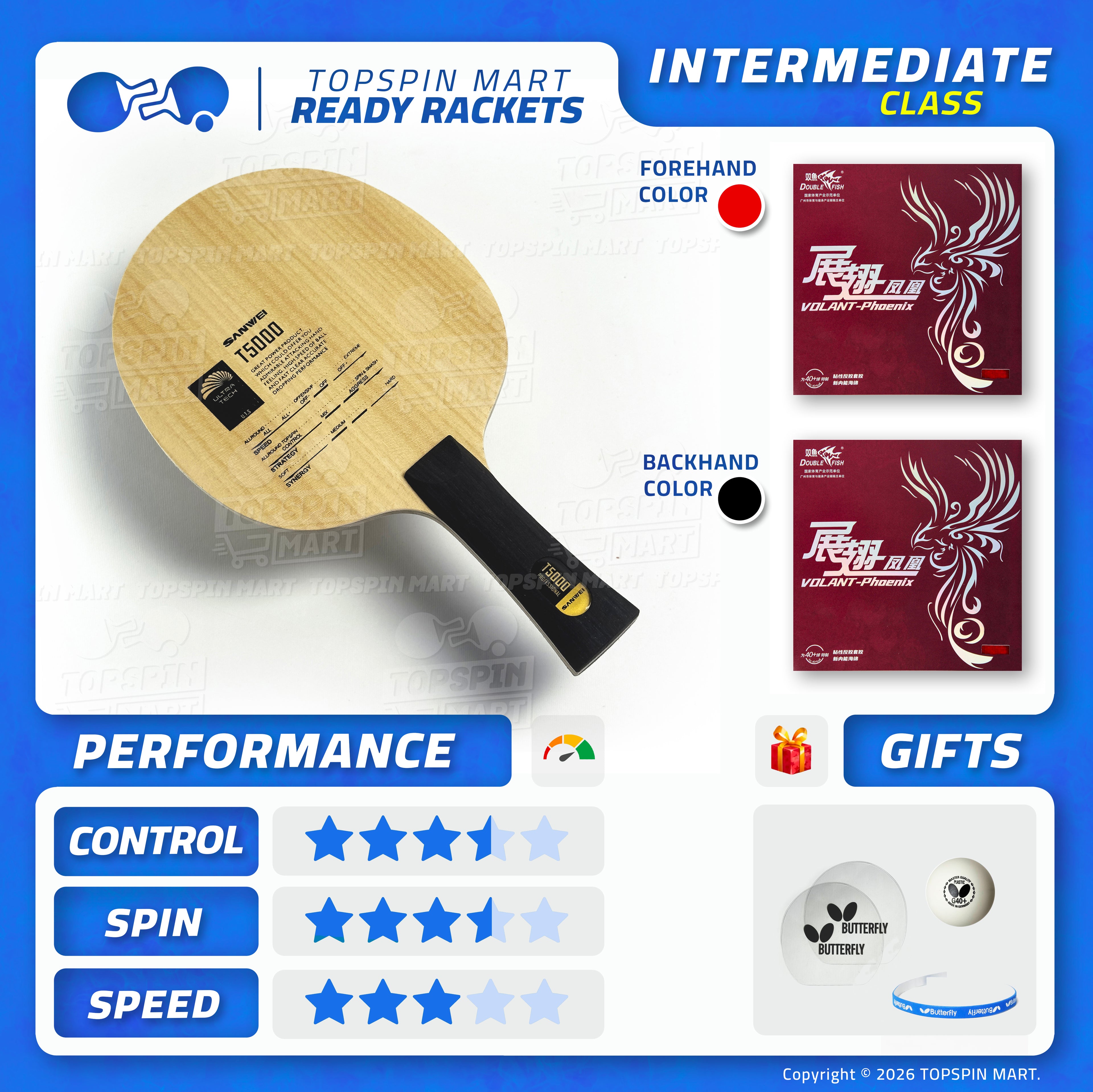 Ready Racket — Sanwei T5000 + Double Fish Volant-Phoenix