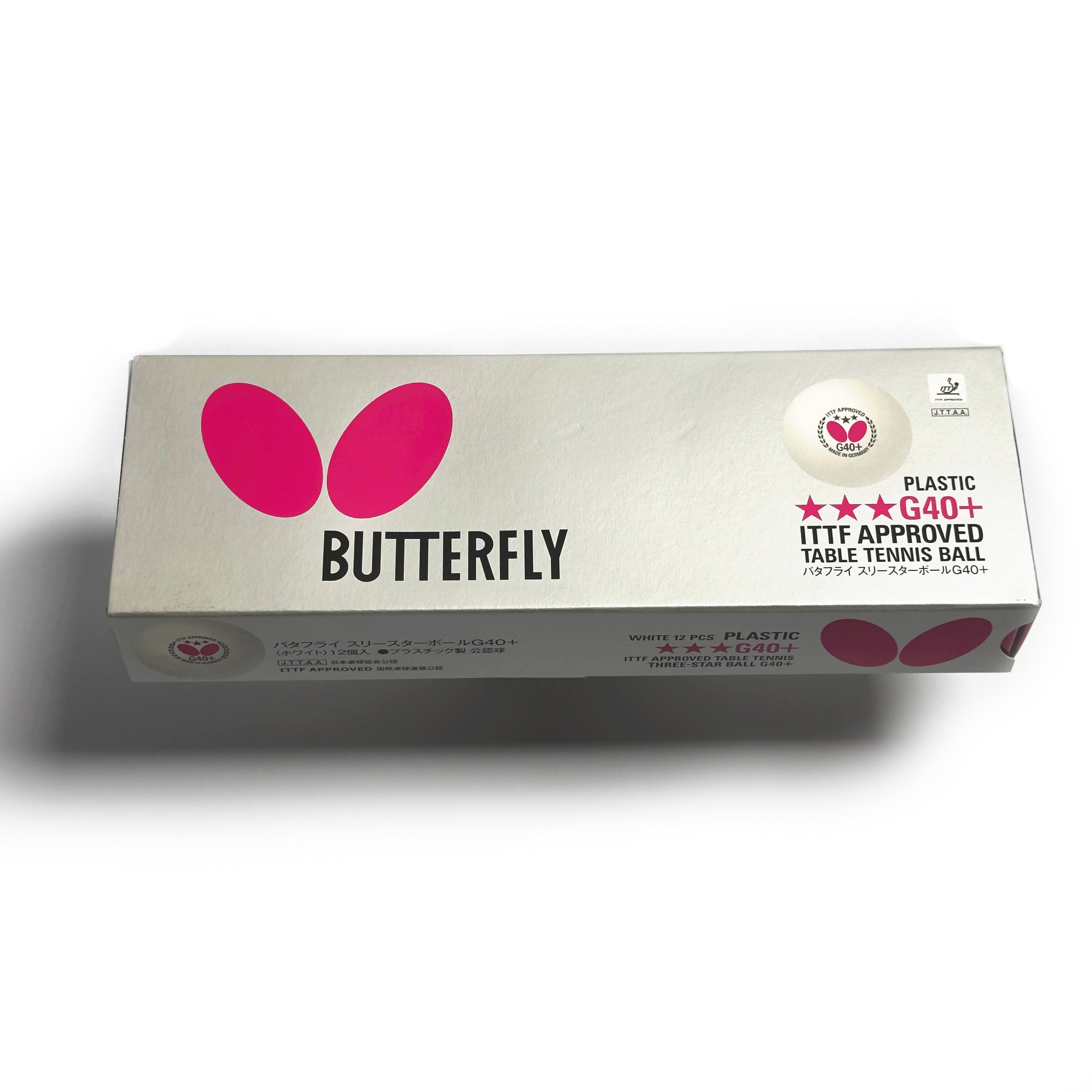 [BUTTERFLY] Plastic G40+ ITTF Approved [Full pack 12 balls]