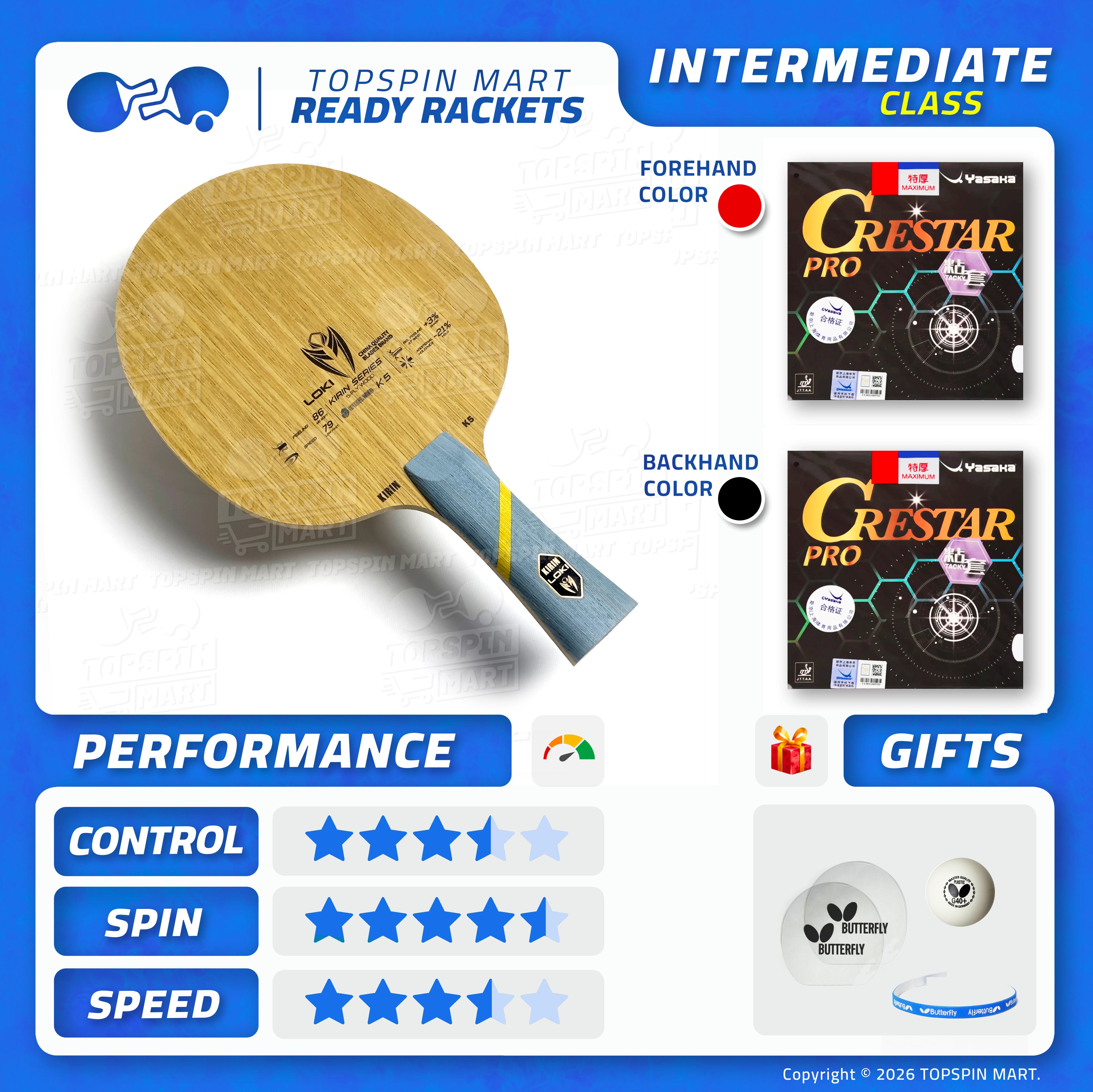 Ready Racket — Loki Kirin K5 + Yasaka Crestar Pro
