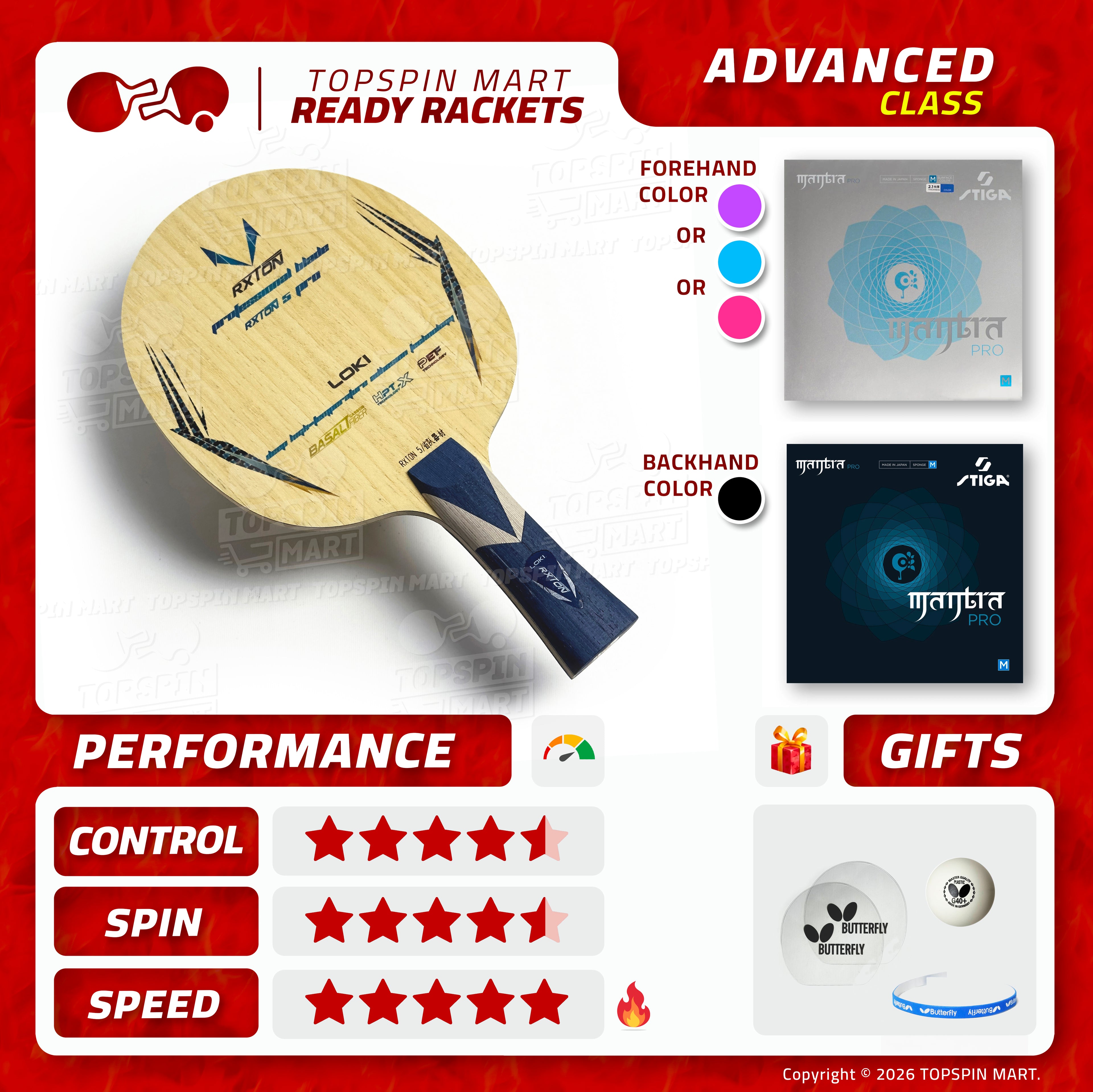 Ready Racket — Loki Rxton 5 Pro + Stiga Mantra Pro M (Color)