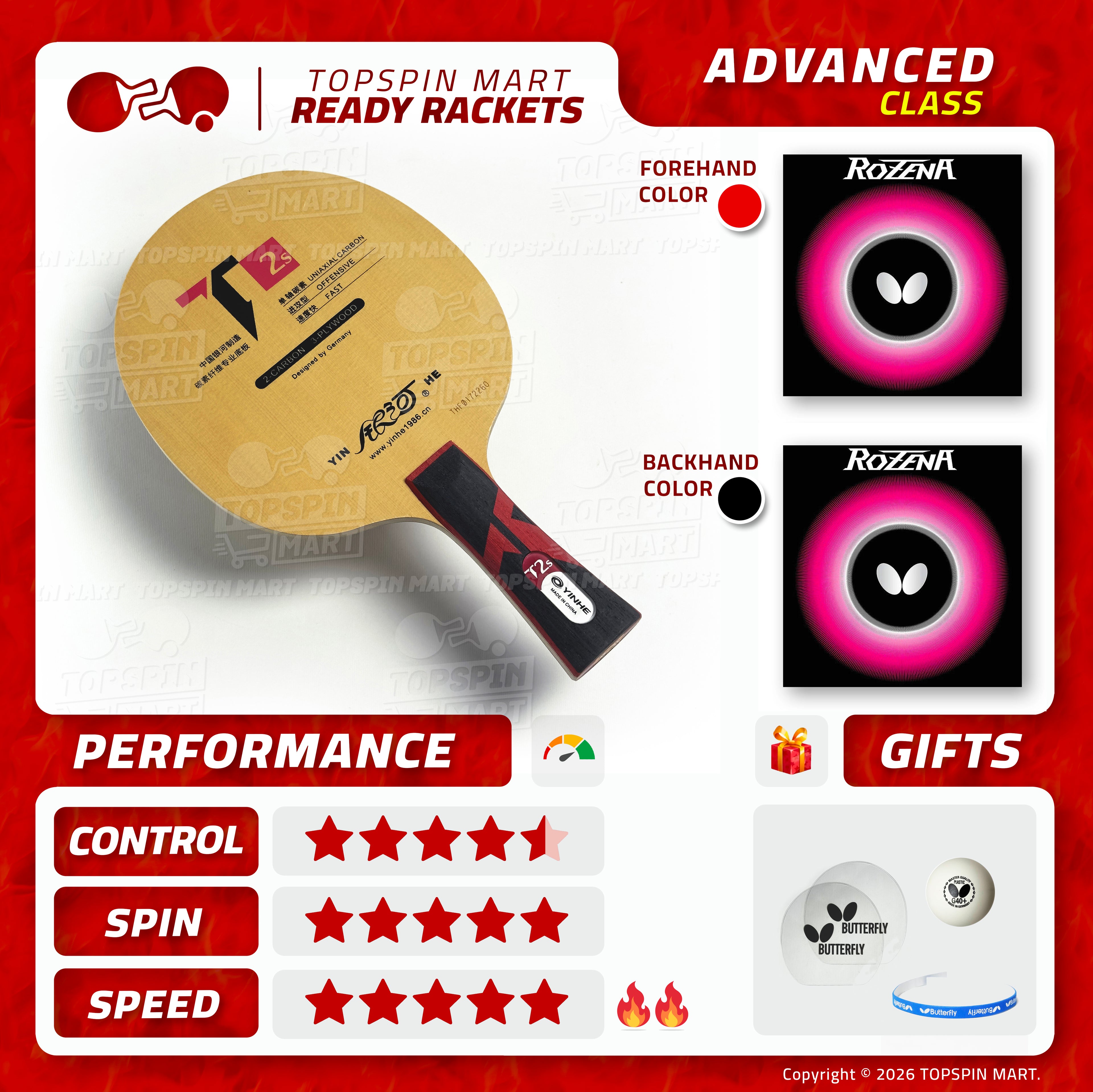 Ready Racket — Yinhe T2s + Butterfly Rozena