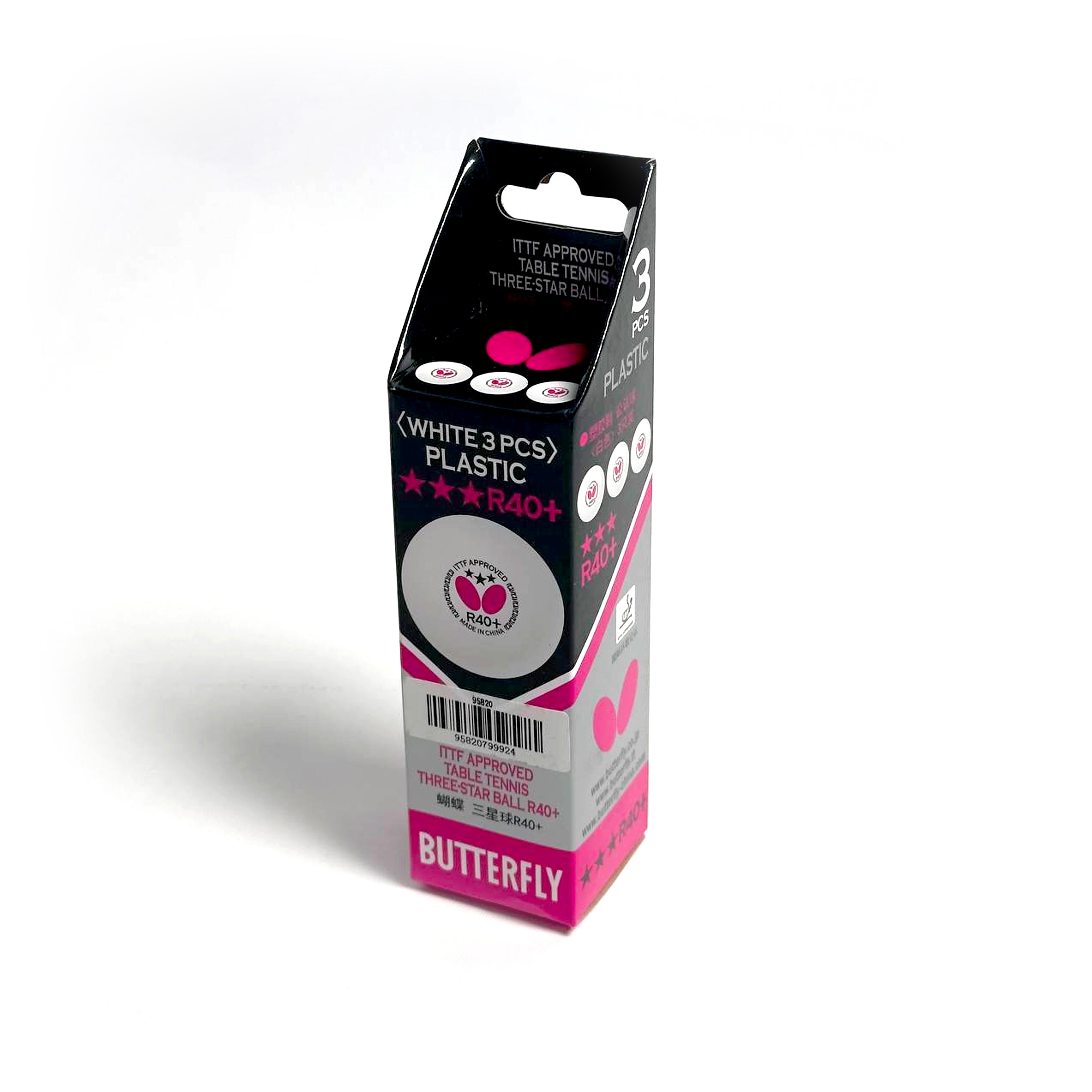 [BUTTERFLY] Plastic R40+ ITTF Approved [Pack 3 balls]